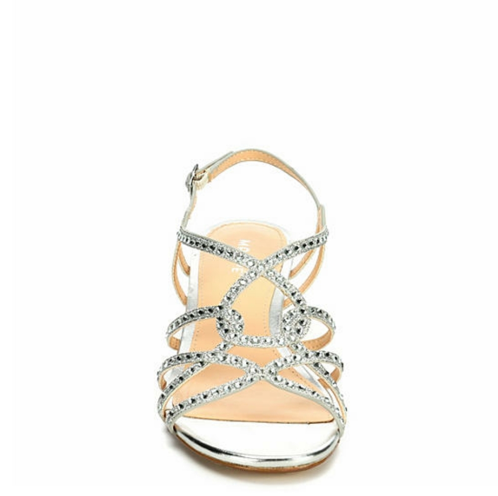 Size 9. MARIPE WOMENS CELINA WEDGE SANDAL - SILVER